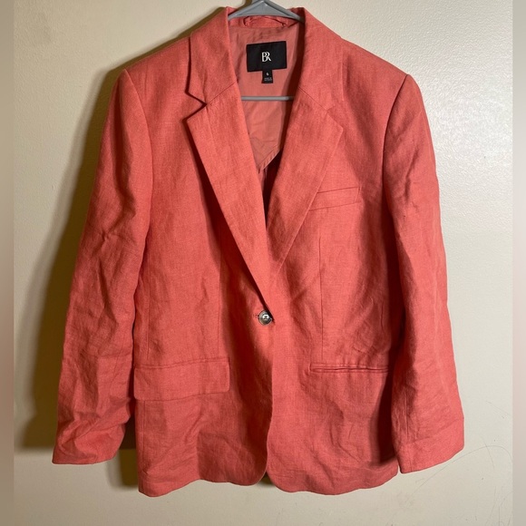 Banana Republic Lina Relaxed Linen Blazer Coral size 6 - Picture 3 of 7